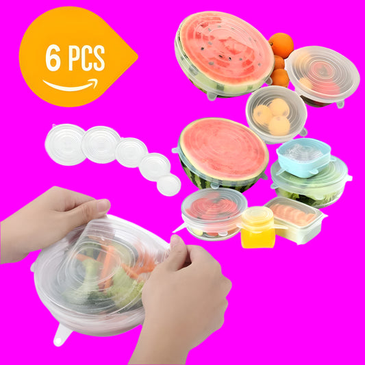 Reusable Flexible Silicone Food Covers (Pack of 6)
