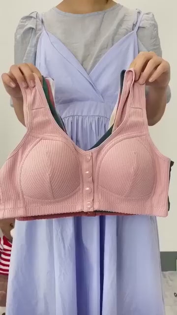 Women's Cotton Spandex Padded Front Open Feeding Bra Maternity Baby Nursing